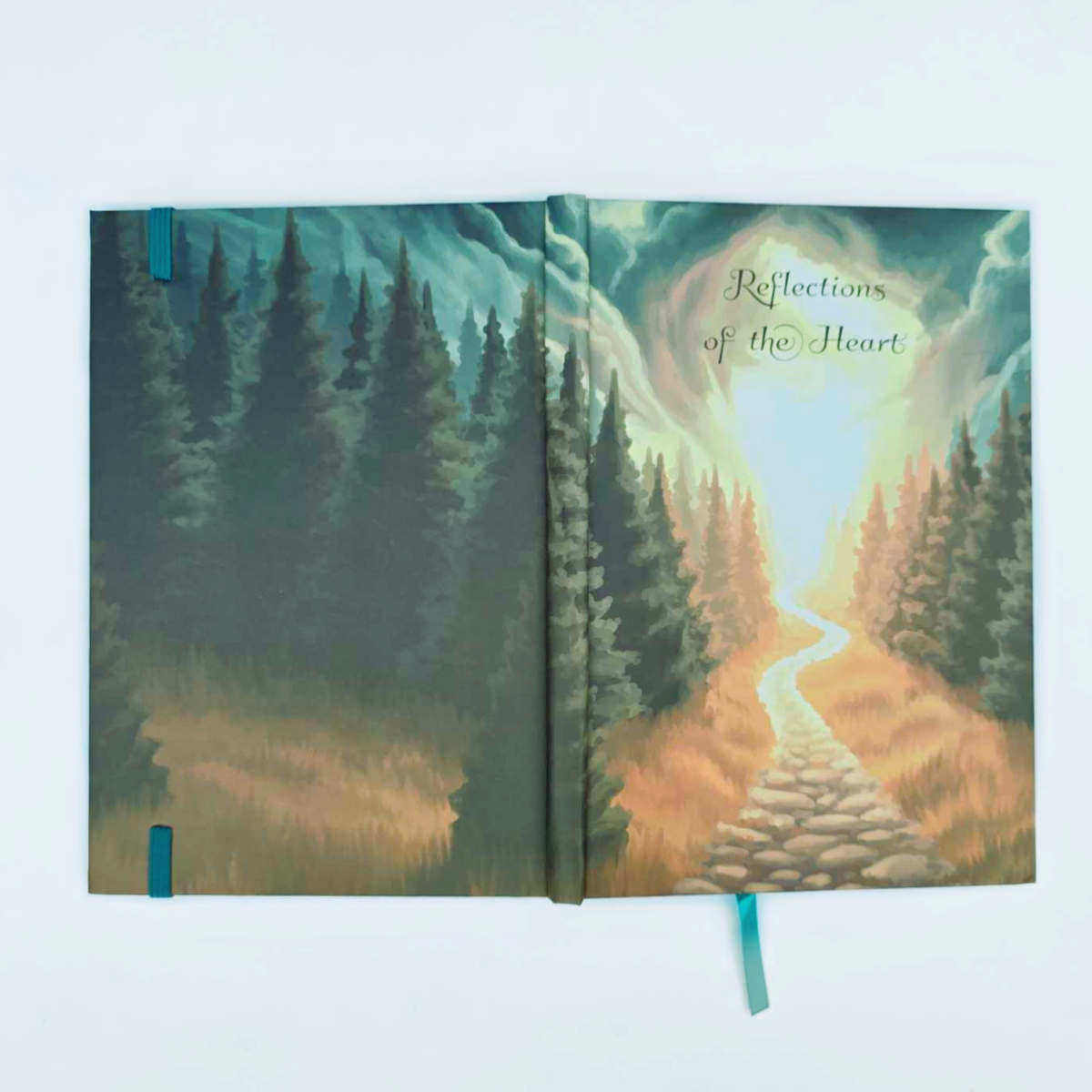 Reflections Of The Heart ~ Hard Cover Dream Journal Diary Notebook For Recording Daily Thoughts, 5 1/2 x 8 1/2 In, Size A5, 100 GSM Lined Paper, Elastic Band & Ribbon Bookmark