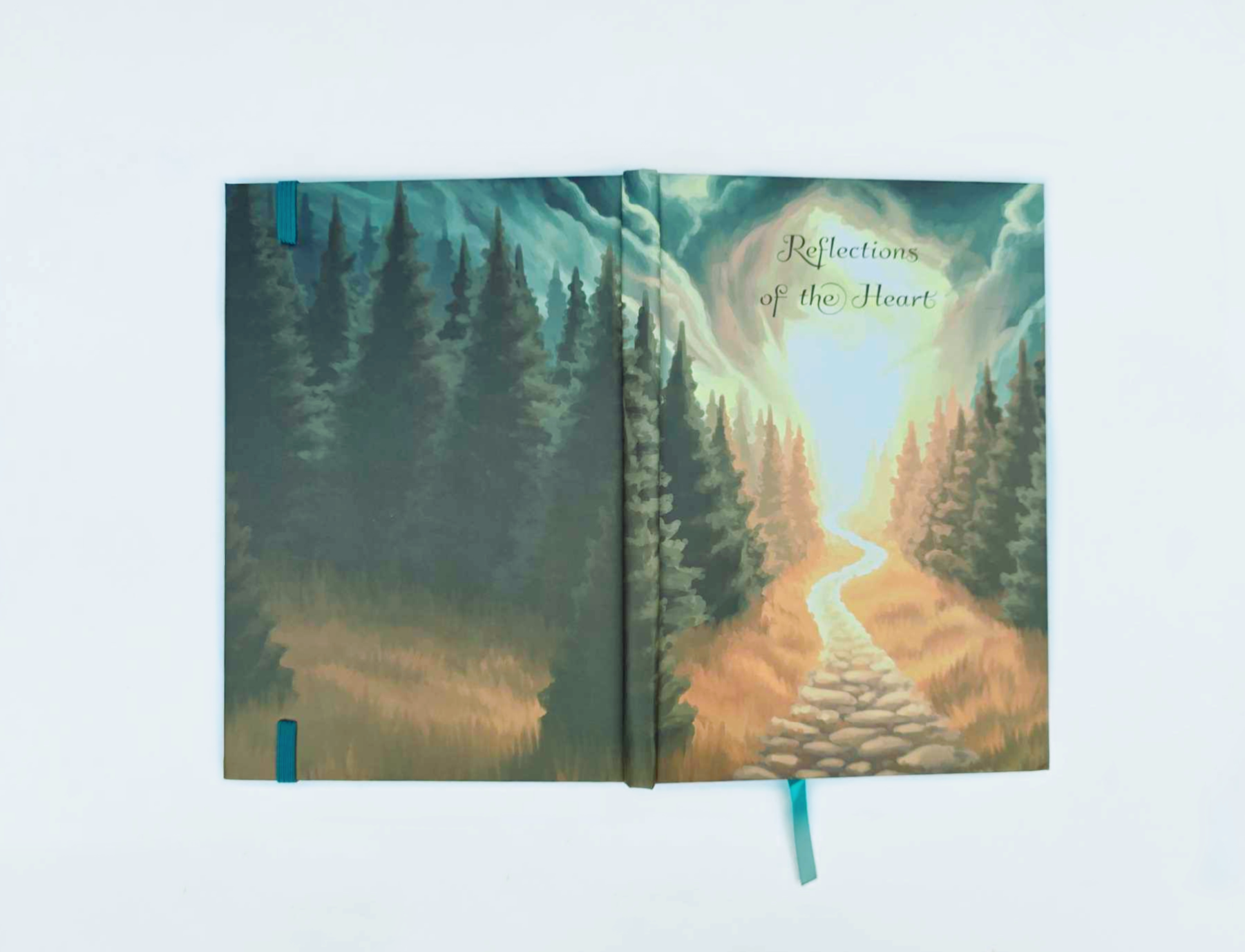 Reflections Of The Heart ~ Hard Cover Dream Journal Diary Notebook For Recording Daily Thoughts, 5 1/2 x 8 1/2 In, Size A5, 100 GSM Lined Paper, Elastic Band & Ribbon Bookmark