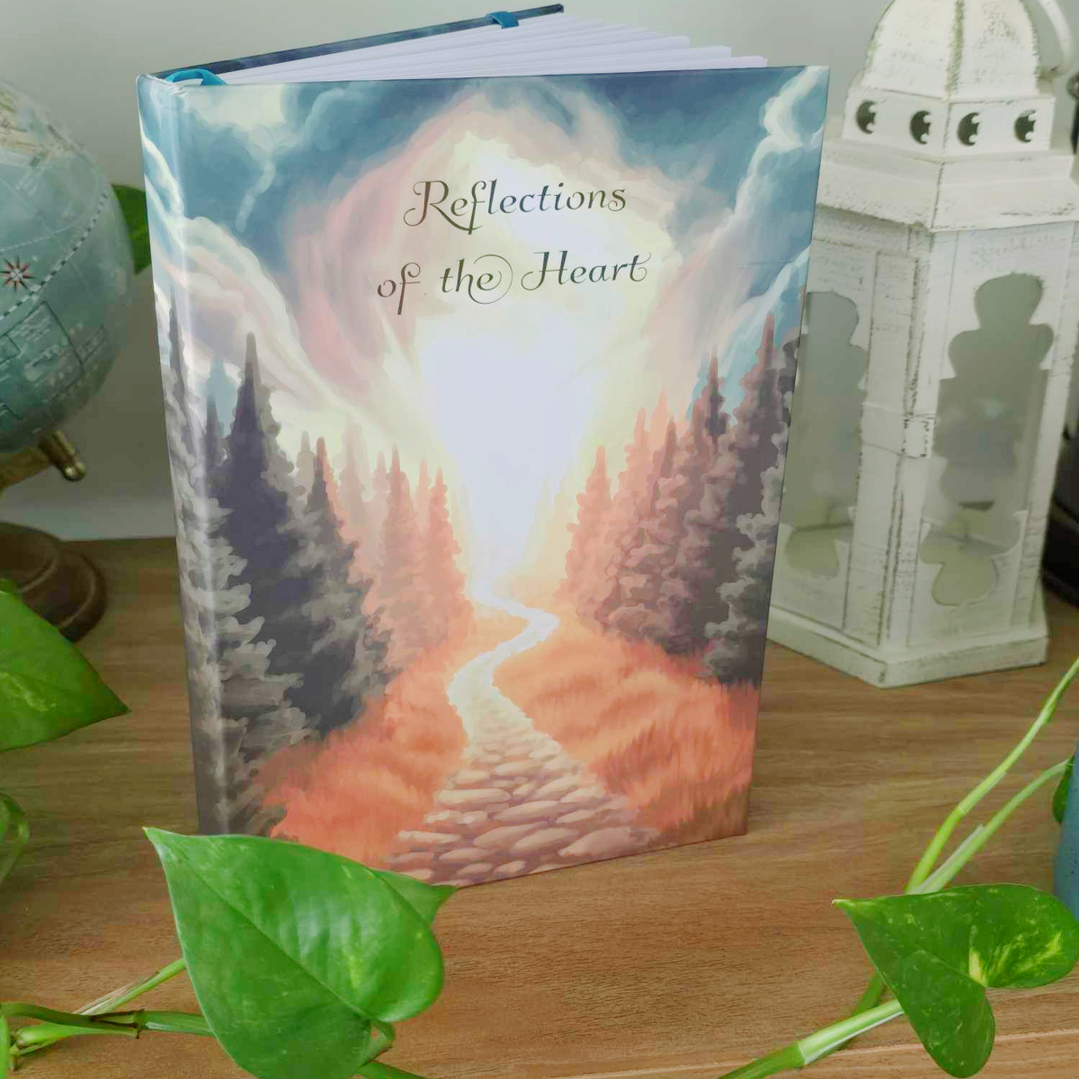 Reflections Of The Heart ~ Hard Cover Dream Journal Diary Notebook For Recording Daily Thoughts, 5 1/2 x 8 1/2 In, Size A5, 100 GSM Lined Paper, Elastic Band & Ribbon Bookmark