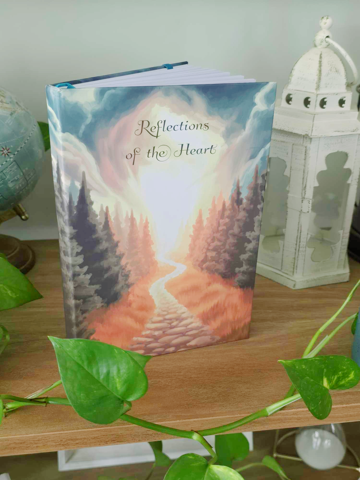 Reflections Of The Heart ~ Hard Cover Dream Journal Diary Notebook For Recording Daily Thoughts, 5 1/2 x 8 1/2 In, Size A5, 100 GSM Lined Paper, Elastic Band & Ribbon Bookmark