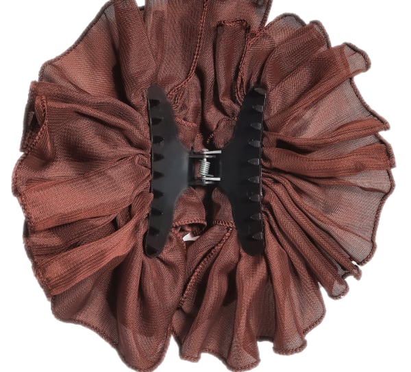 Brown Chiffon Butterfly Hair Clip