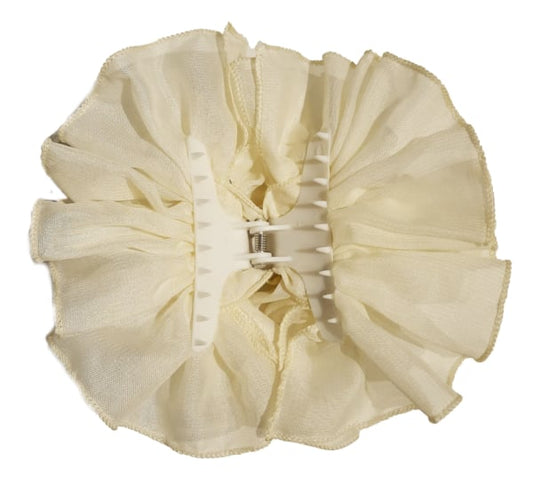 Cream Chiffon Butterfly Hair Clip