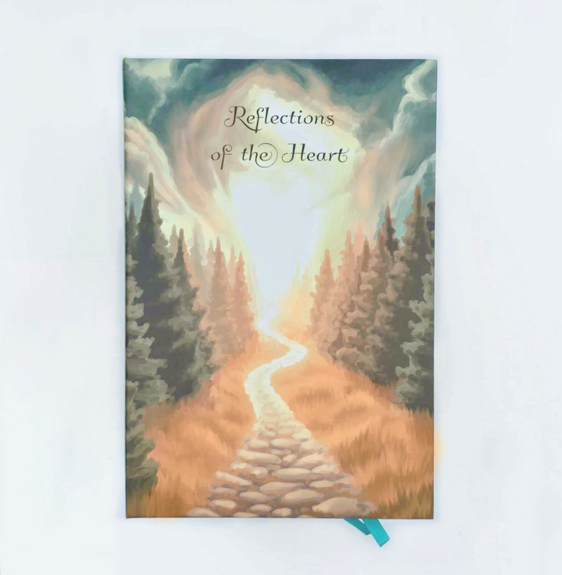 Reflections Of The Heart ~ Hard Cover Dream Journal Diary Notebook For Recording Daily Thoughts, 5 1/2 x 8 1/2 In, Size A5, 100 GSM Lined Paper, Elastic Band & Ribbon Bookmark