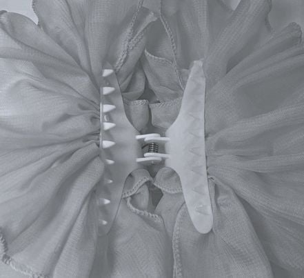 Gray Chiffon Butterfly Hair Clip