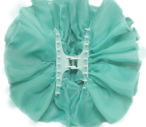 Aqua Chiffon Butterfly Hair Clip