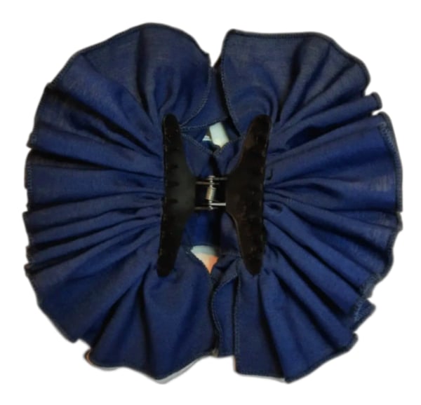 Navy Cotton Butterfly Hair Clip