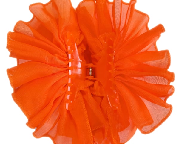 Orange Chiffon Butterfly Hair Clip
