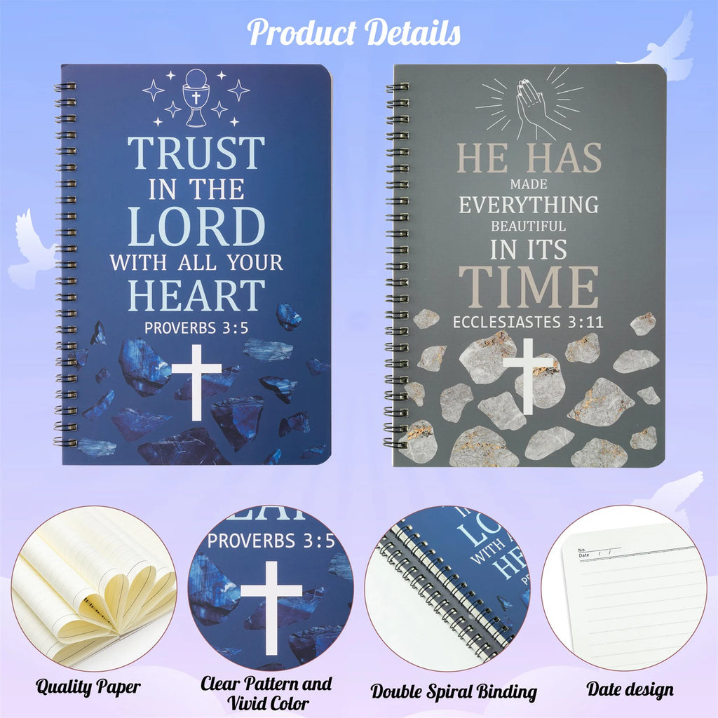 2PCS Bible Scripture Notebooks Set Inspirational Hardbound Writing Notebooks