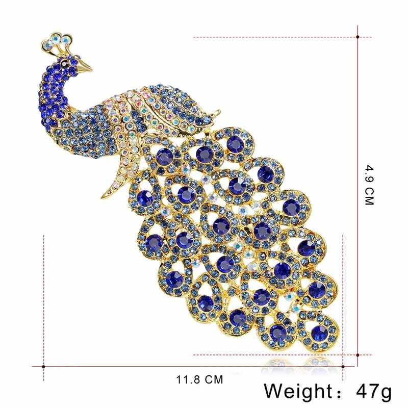 Rhinestone Peacock Enamel Pin Brooch Jewelry