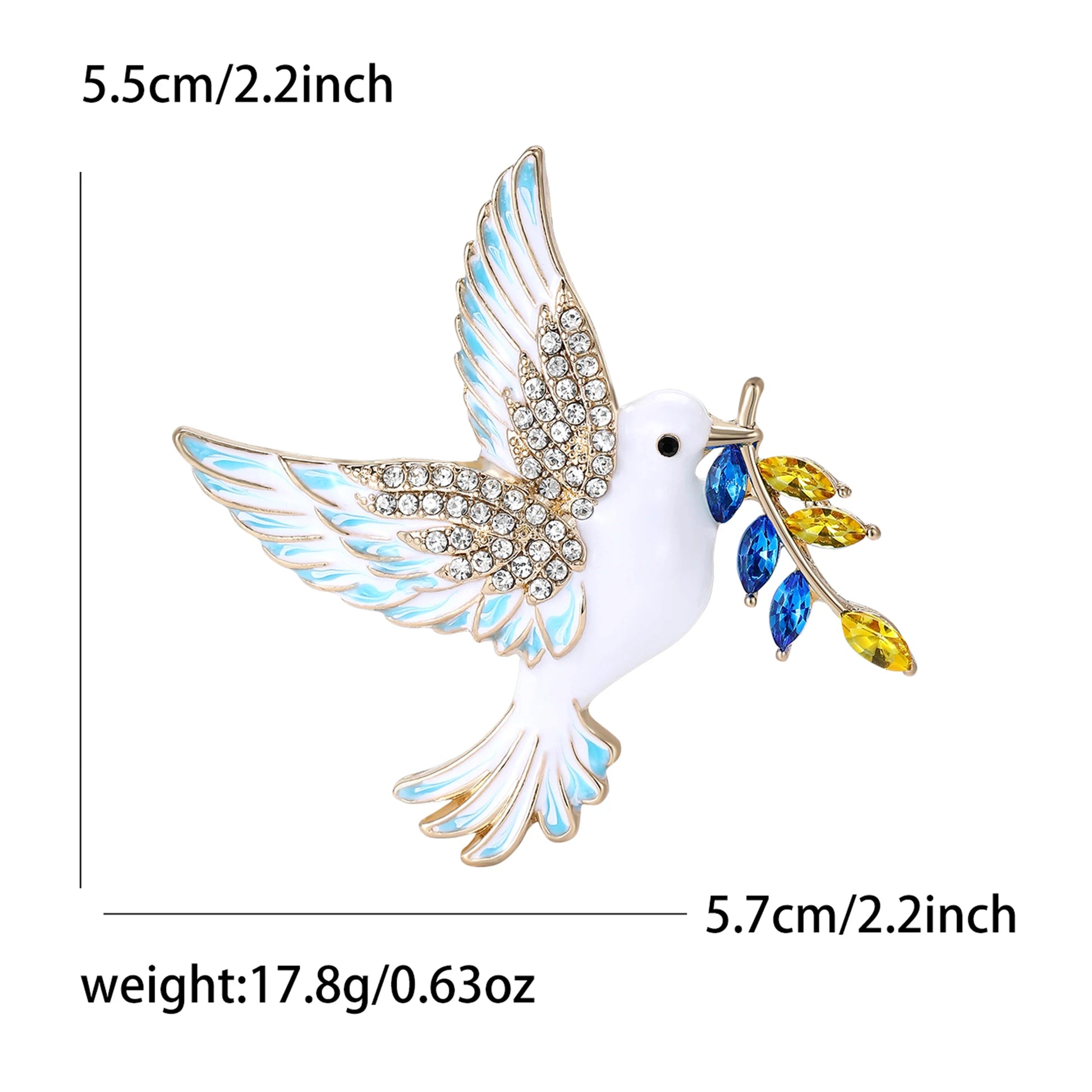 Dove Rhinestone Bird Enamel Pin Brooches