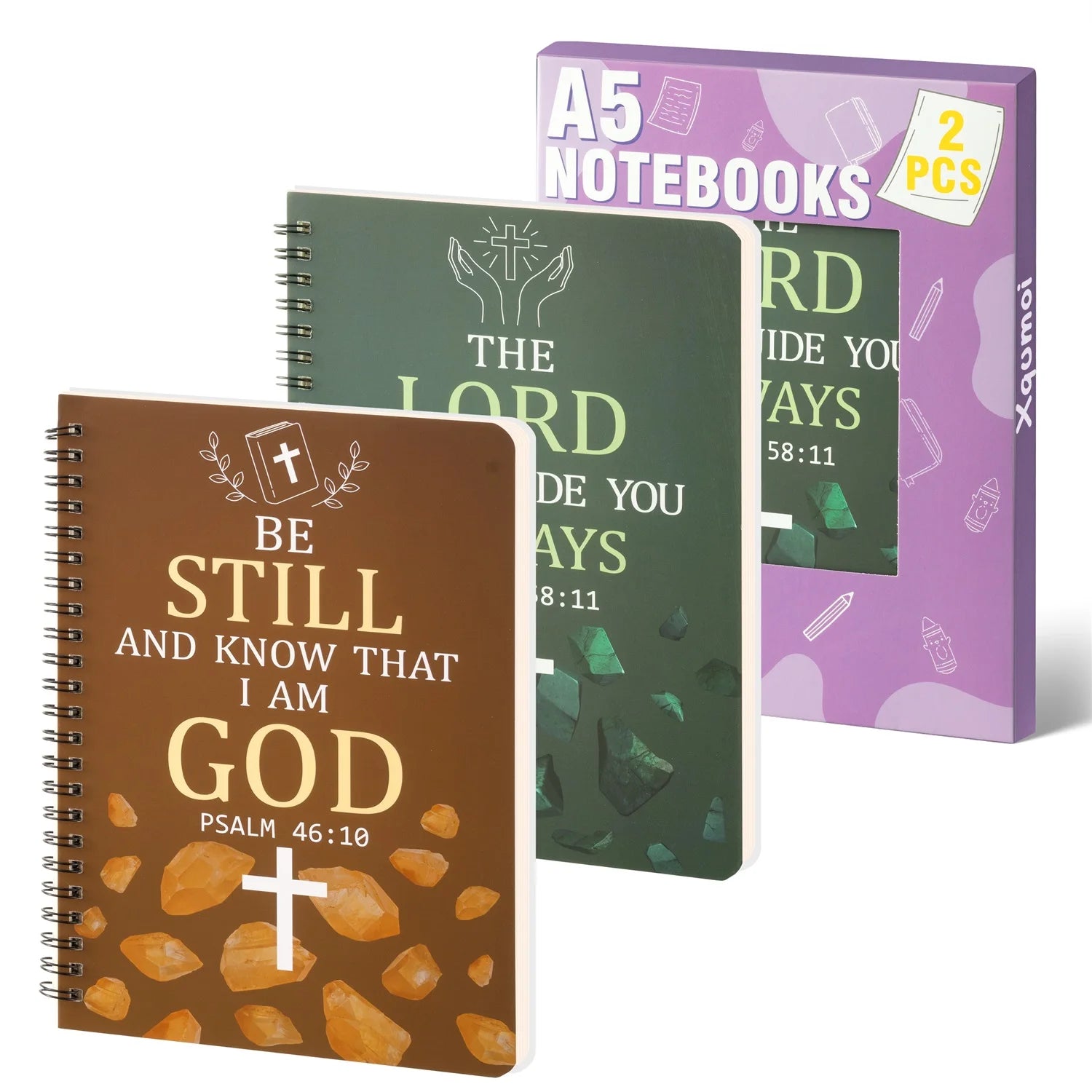 2PCS Bible Scripture Notebooks Set Inspirational Hardbound Writing Notebooks