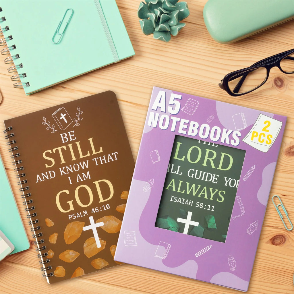 2PCS Bible Scripture Notebooks Set Inspirational Hardbound Writing Notebooks