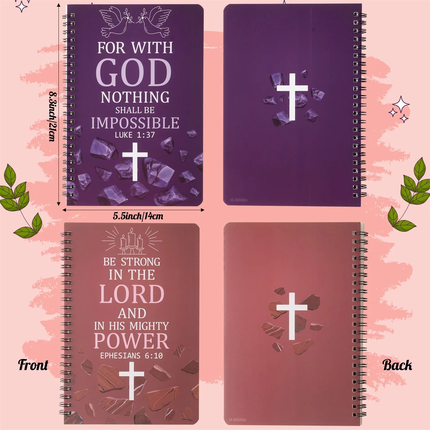 2PCS Bible Scripture Notebooks Set Inspirational Hardbound Writing Notebooks