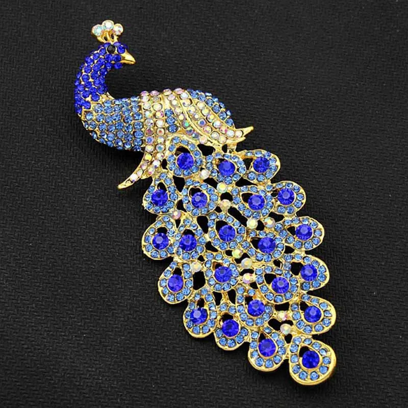 Rhinestone Peacock Enamel Pin Brooch Jewelry