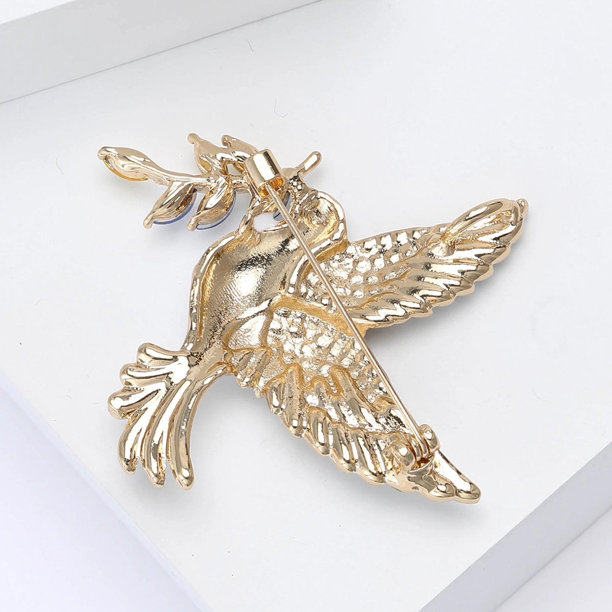 Dove Rhinestone Bird Enamel Pin Brooches