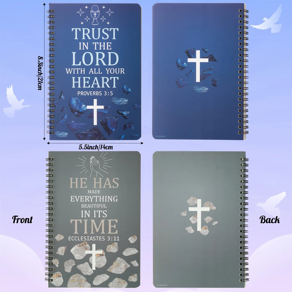 2PCS Bible Scripture Notebooks Set Inspirational Hardbound Writing Notebooks