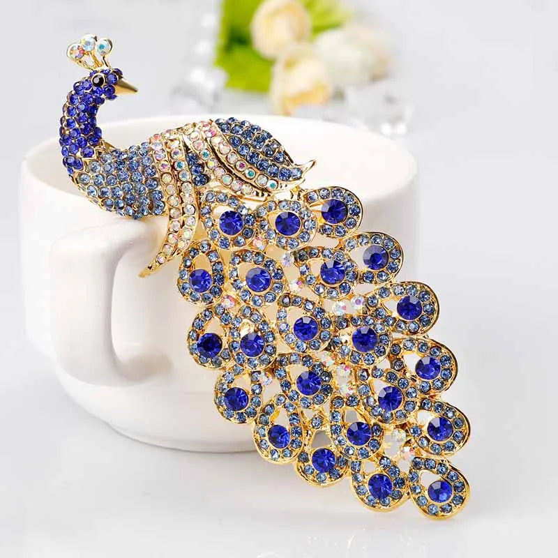 Rhinestone Peacock Enamel Pin Brooch Jewelry
