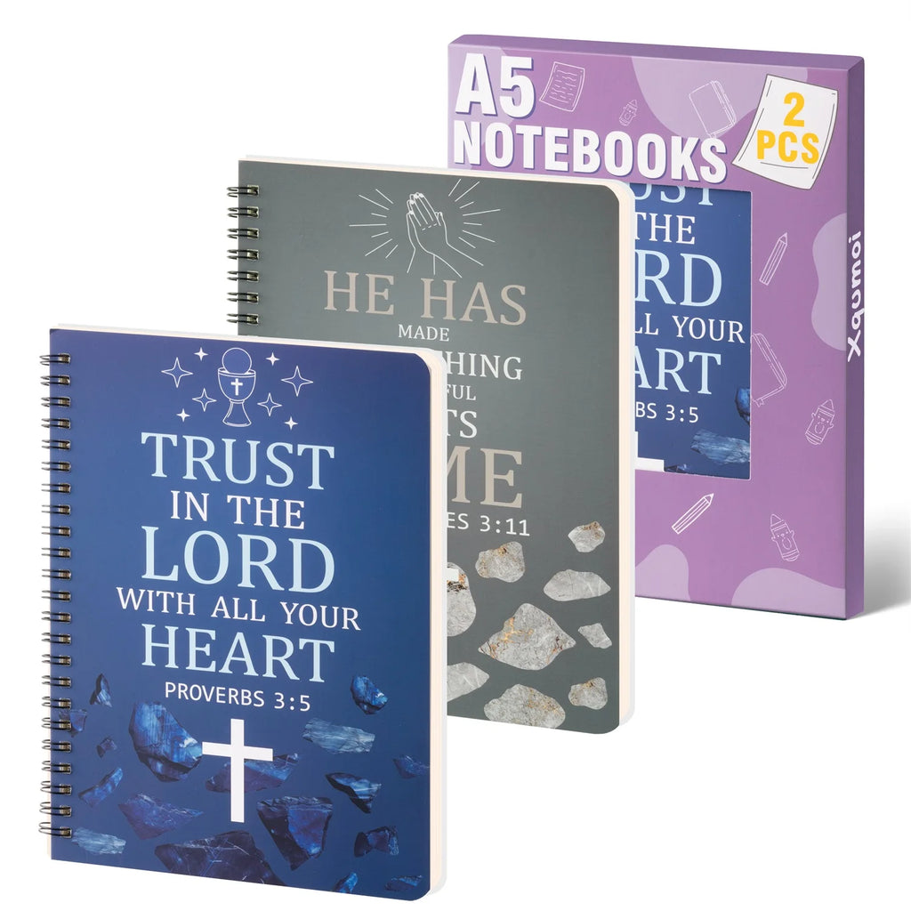 2PCS Bible Scripture Notebooks Set Inspirational Hardbound Writing Notebooks