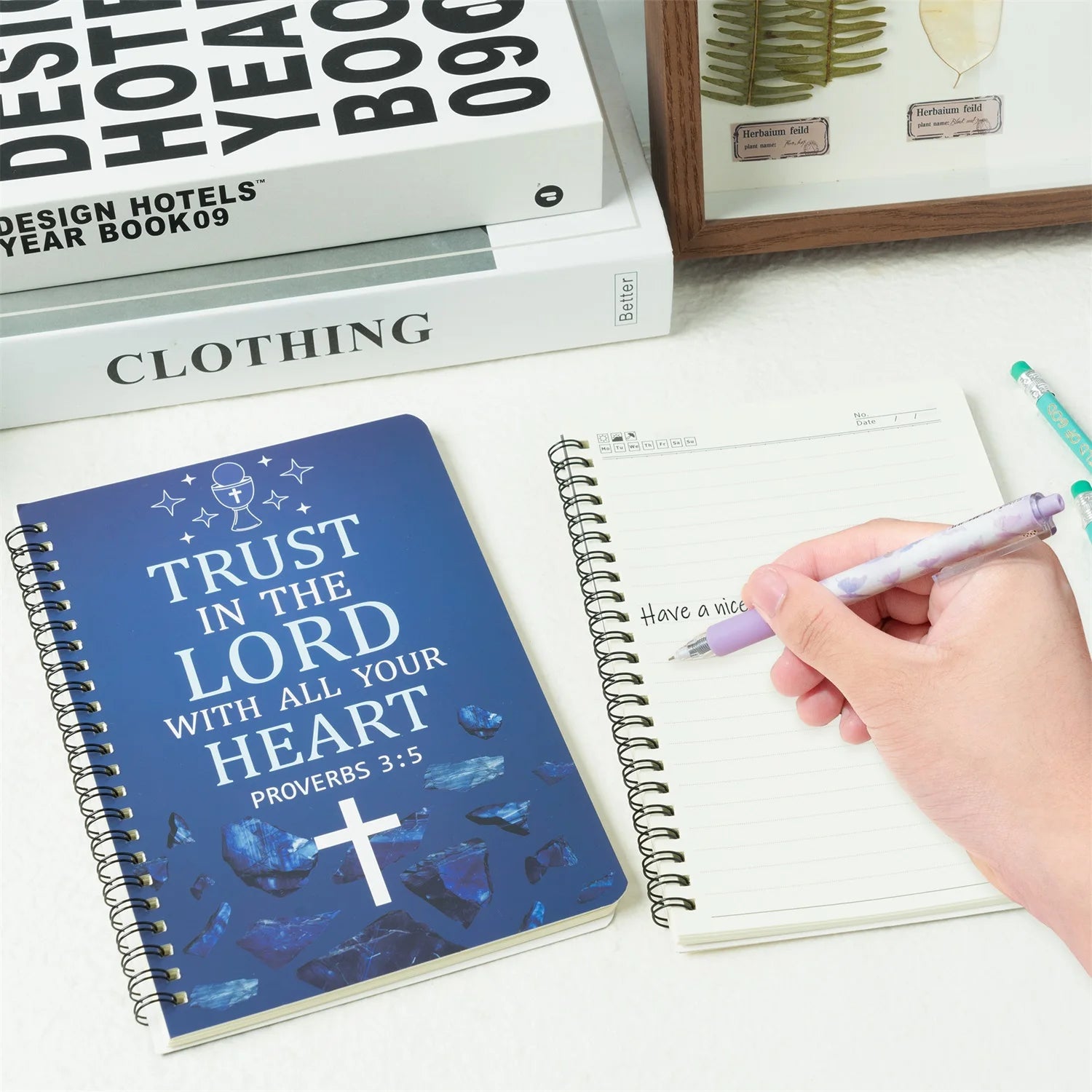 2PCS Bible Scripture Notebooks Set Inspirational Hardbound Writing Notebooks