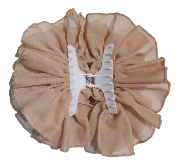 Tan Chiffon Butterfly Hair Clip