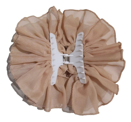 Tan Chiffon Butterfly Hair Clip