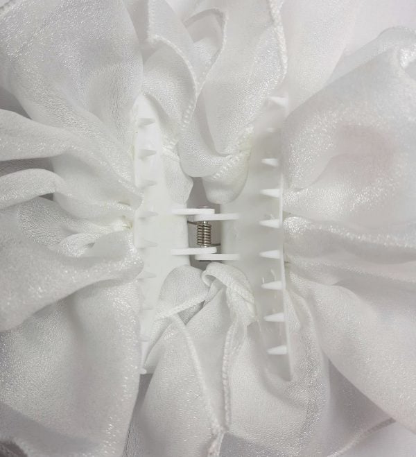 White Polka-Dot Chiffon Butterfly Hair Clip